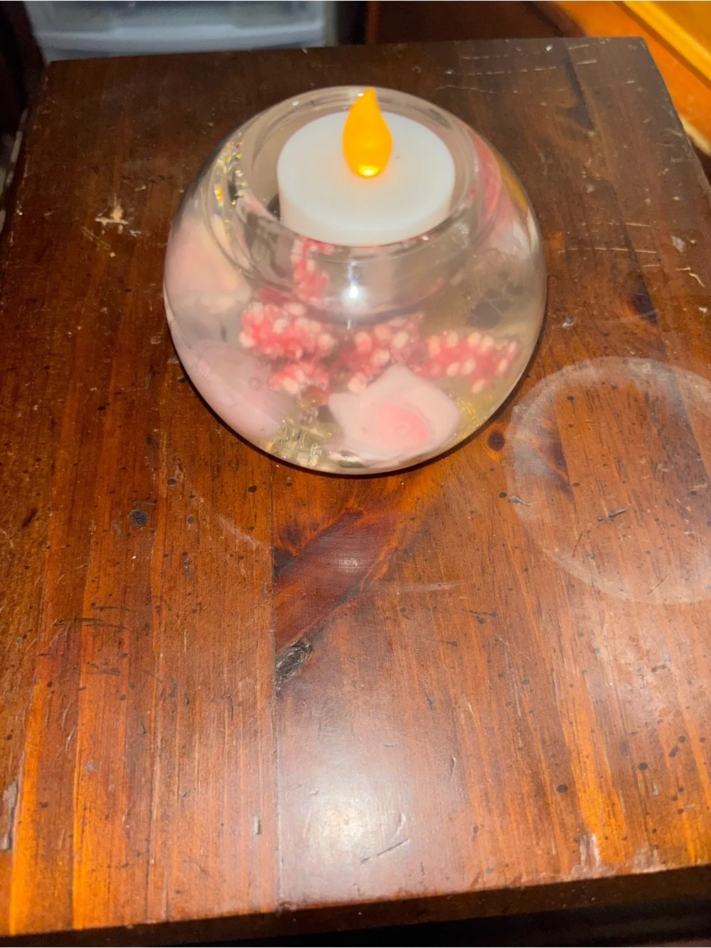 Dreamlight made,Germany,with beautiful Pink Floral Detail.candle makes it glow